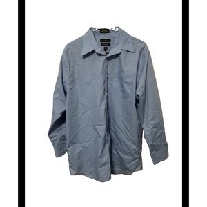 Statements by JCPenney Mens Blue Broadcloth Long Sleeve Button Down Shirt Large